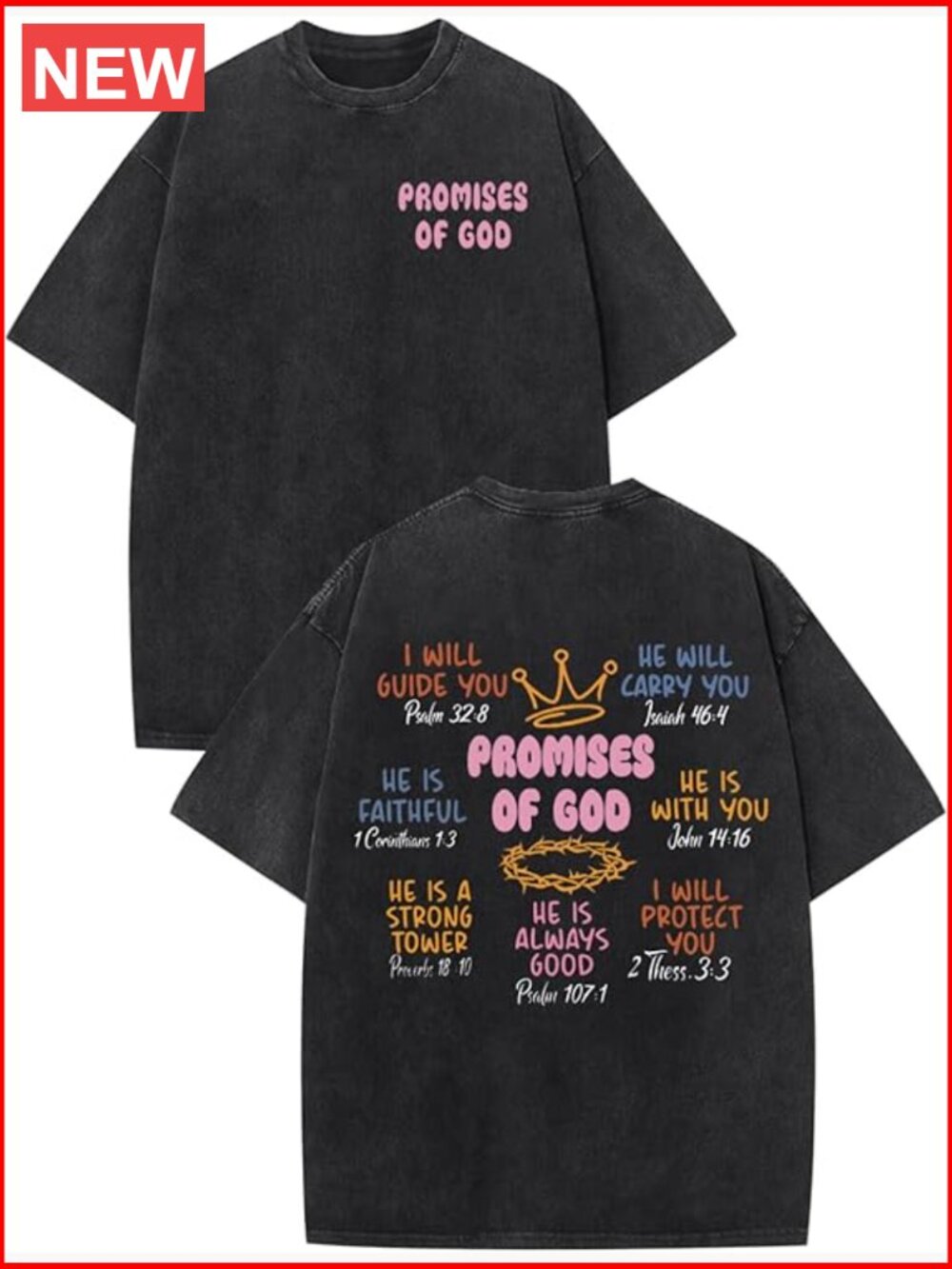 Oversized Christian Graphic Tee - Soft Washed Cotton Crew Neck T-Shirt